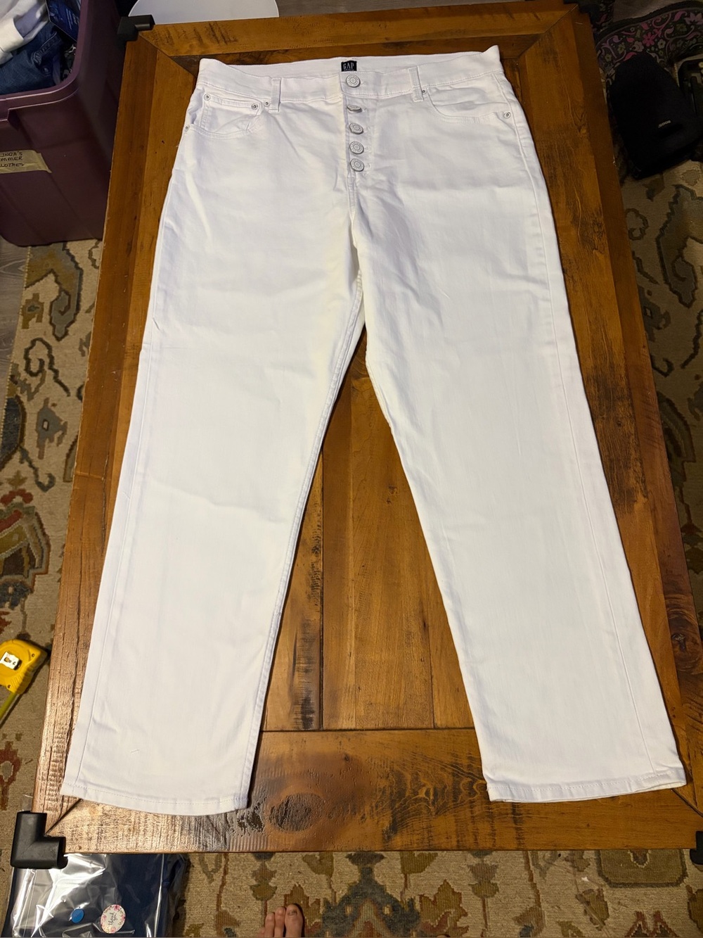 GAP High-Rise White Button-Fly Jeans